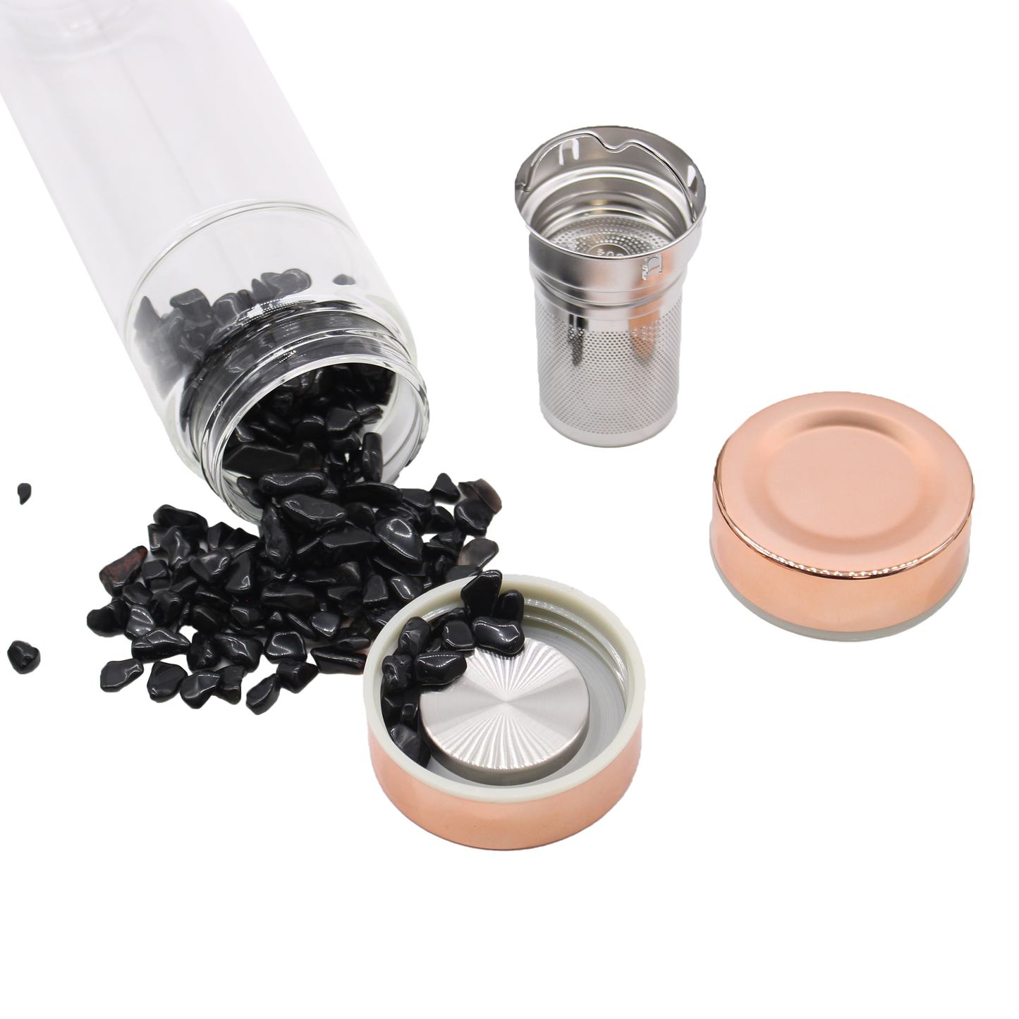 Bouteille Infuseur en Verre – Or rosé – Améthyste (500 ml)