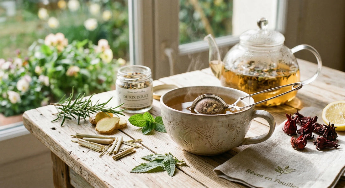  Cure détox de printemps : infusion Détox Douce au romarin, gingembre et hibiscus Rêves en Feuilles.