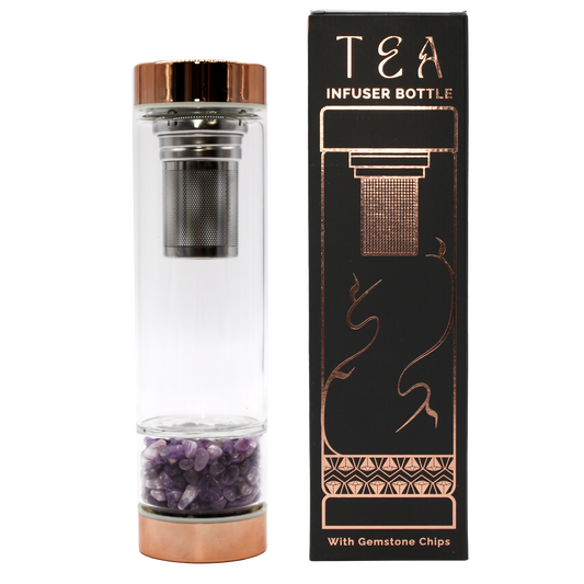 Bouteille Infuseur en Verre – Or rosé – Améthyste (500 ml)